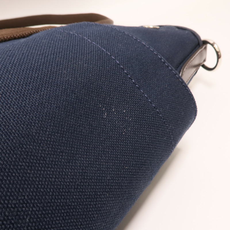 HERMES 【Hermes Fair】帆布Grooming Bag銀扣手挽肩背兩用袋-16