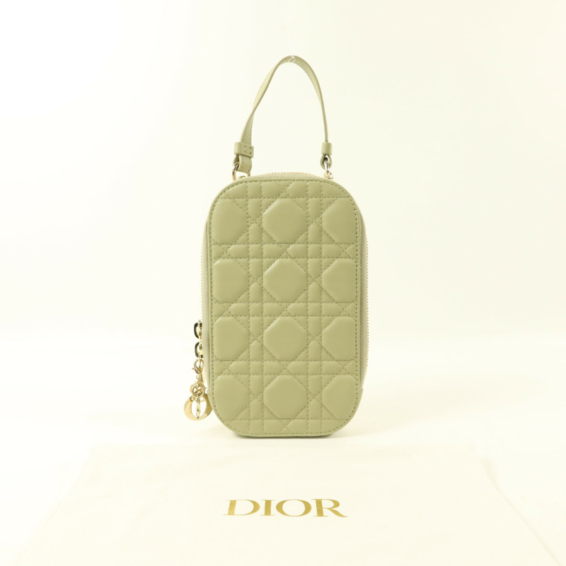 Dior 羊皮皮革Lady Dior Call'in Dior Phone Holder金扣手機手挽袋-9