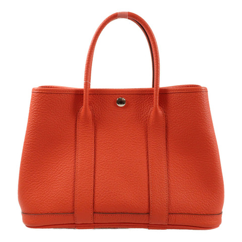 HERMES Country皮革Garden Party TPM銀扣手挽袋Rouge Casaque