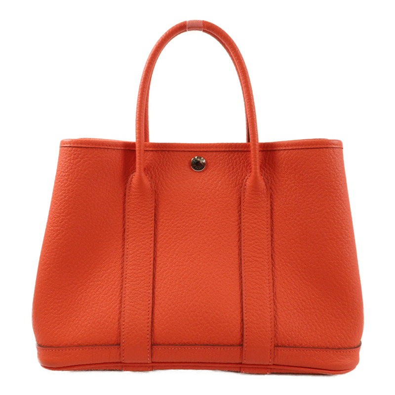 HERMES 【Hermes Fair】Country皮革Garden Party TPM銀扣手挽袋Rouge Casaque-1