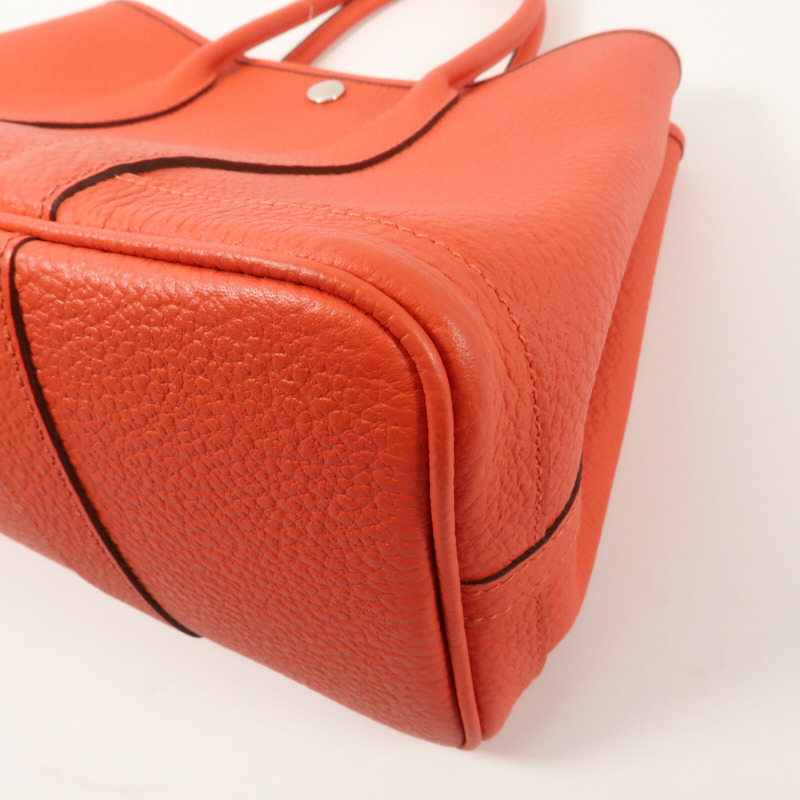 HERMES 【Hermes Fair】Country皮革Garden Party TPM銀扣手挽袋Rouge Casaque-4
