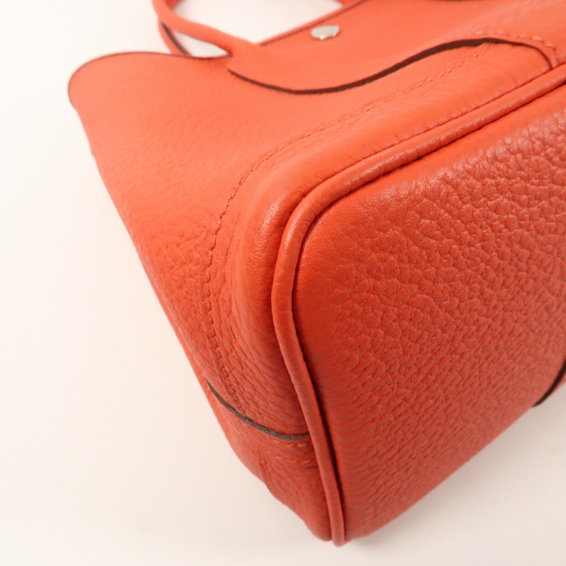 HERMES 【Hermes Fair】Country皮革Garden Party TPM銀扣手挽袋Rouge Casaque-5