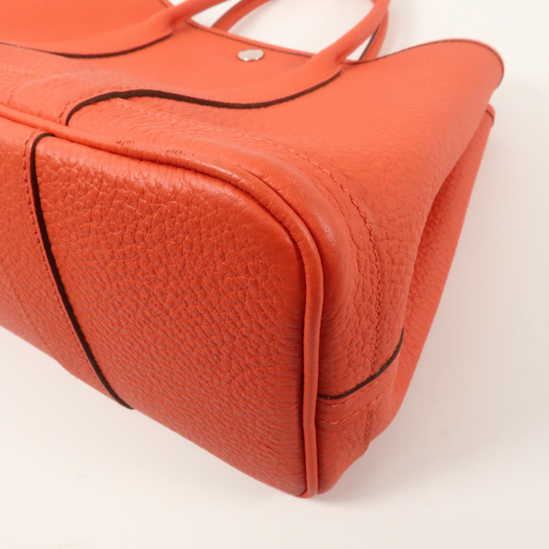 HERMES 【Hermes Fair】Country皮革Garden Party TPM銀扣手挽袋Rouge Casaque-6