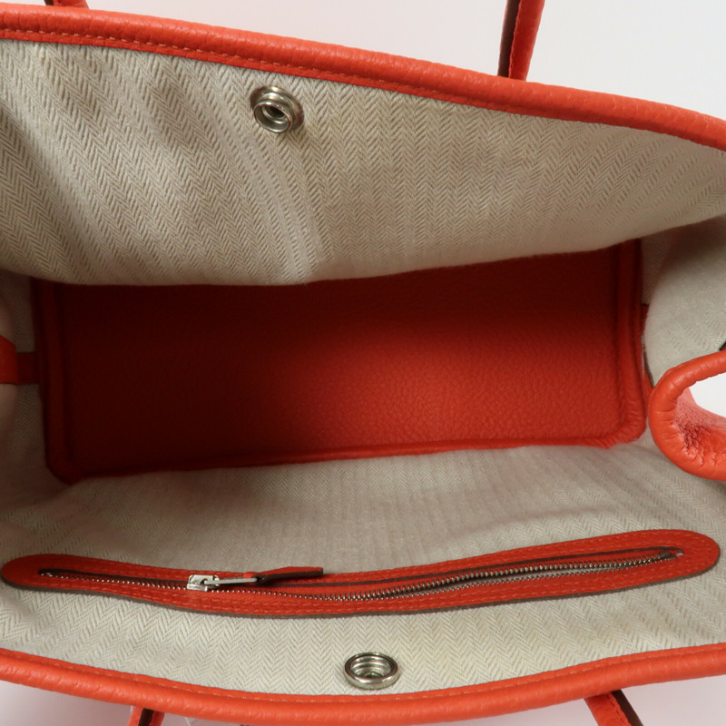 HERMES 【Hermes Fair】Country皮革Garden Party TPM銀扣手挽袋Rouge Casaque-8