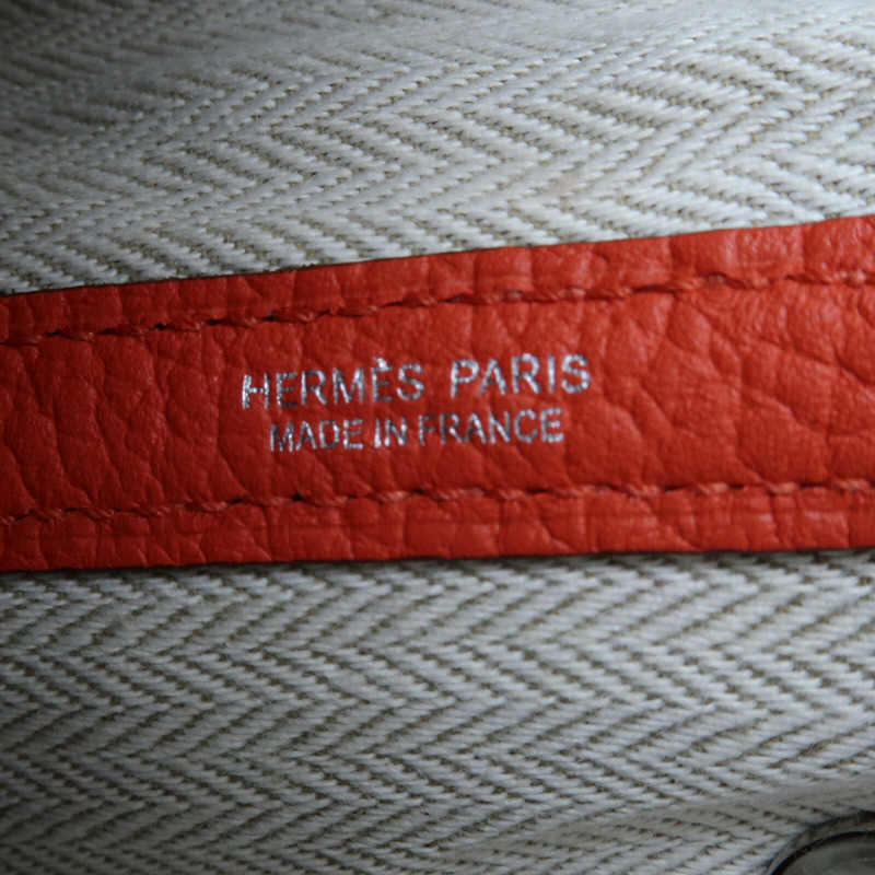 HERMES 【Hermes Fair】Country皮革Garden Party TPM銀扣手挽袋Rouge Casaque-9