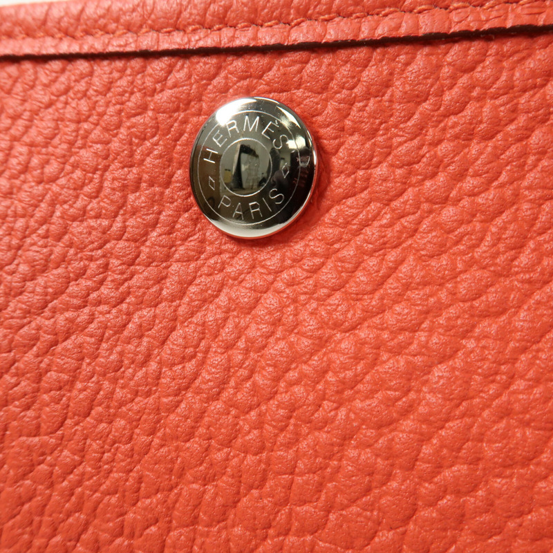 HERMES 【Hermes Fair】Country皮革Garden Party TPM銀扣手挽袋Rouge Casaque-11