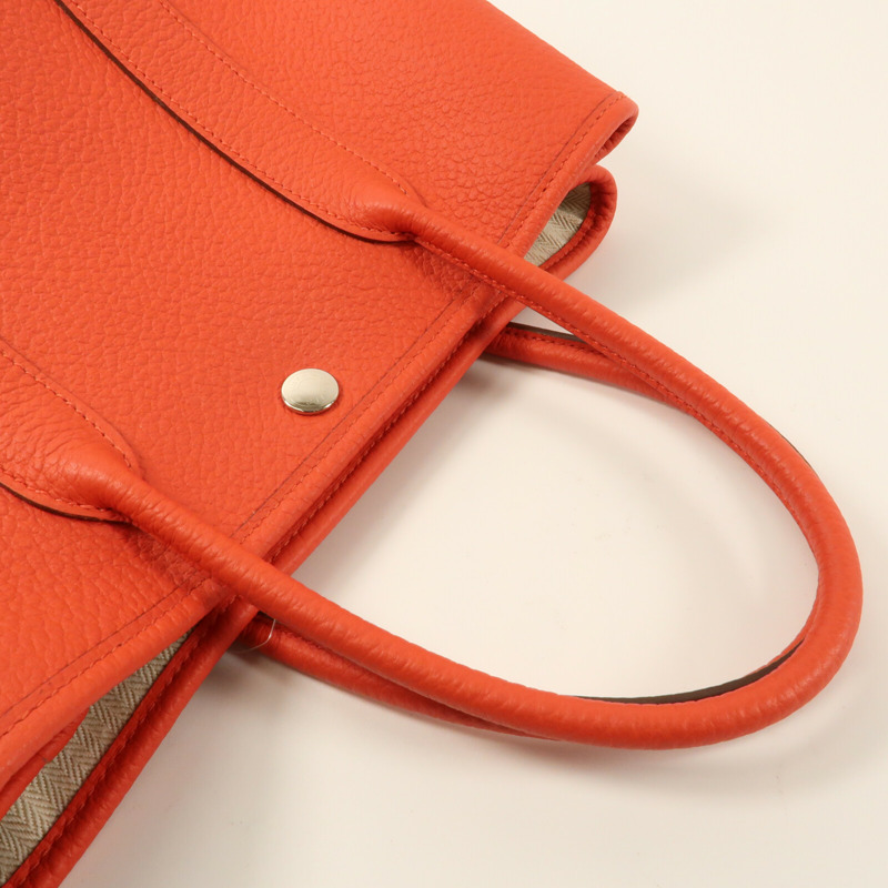 HERMES 【Hermes Fair】Country皮革Garden Party TPM銀扣手挽袋Rouge Casaque-12