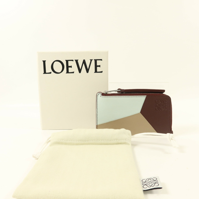 LOEWE 牛皮皮革Puzzle Card Case銀扣卡片套-8