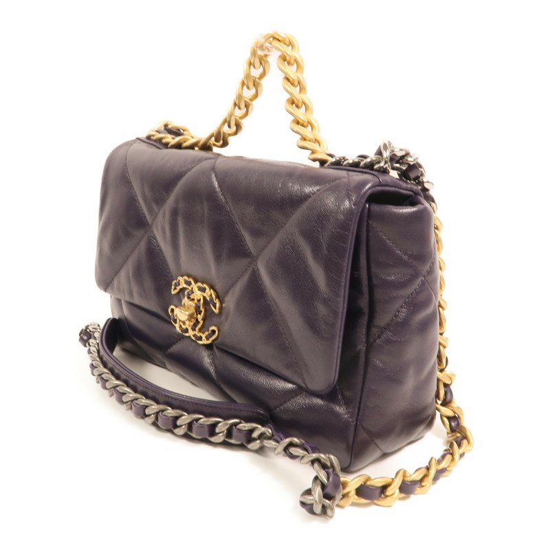 CHANEL 羊皮皮革C19 Small金扣手挽肩背兩用袋-2