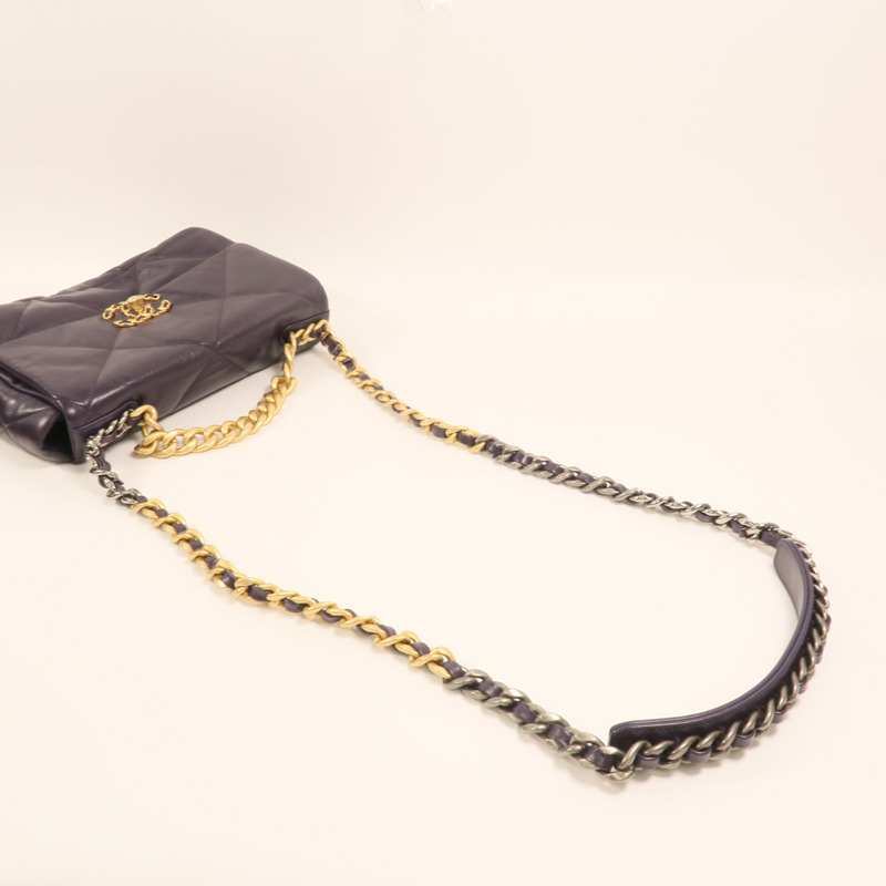 CHANEL 羊皮皮革C19 Small金扣手挽肩背兩用袋-7