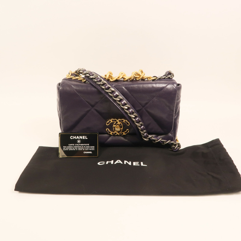 CHANEL 羊皮皮革C19 Small金扣手挽肩背兩用袋-10