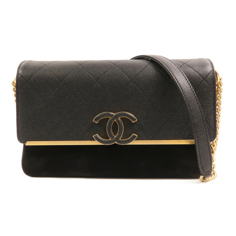 CHANEL 牛皮皮革/麂皮皮革Lady Coco Flap Quilted Bag金扣鏈帶肩背袋
