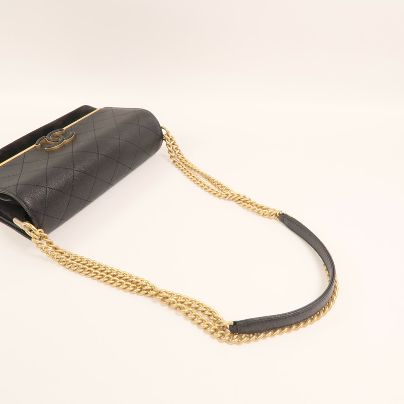 CHANEL 牛皮皮革/麂皮皮革Lady Coco Flap Quilted Bag金扣鏈帶肩背袋-7