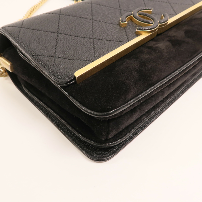 CHANEL 牛皮皮革/麂皮皮革Lady Coco Flap Quilted Bag金扣鏈帶肩背袋-12