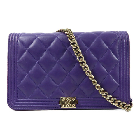 CHANEL 羊皮皮革Boy WOC Wallet On Chain金扣鏈帶肩背袋