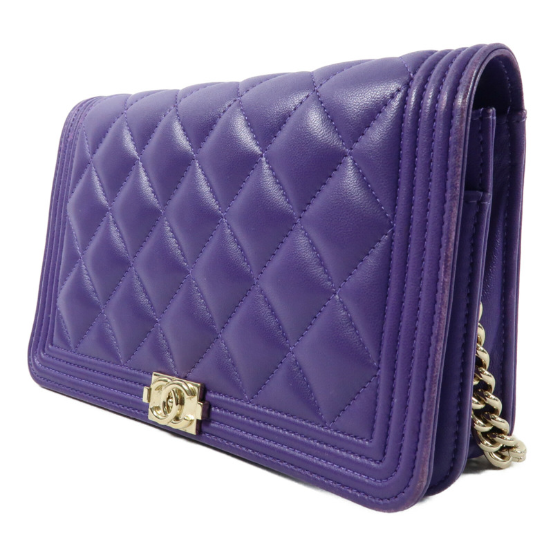 CHANEL 羊皮皮革Boy WOC Wallet On Chain金扣鏈帶肩背袋-2