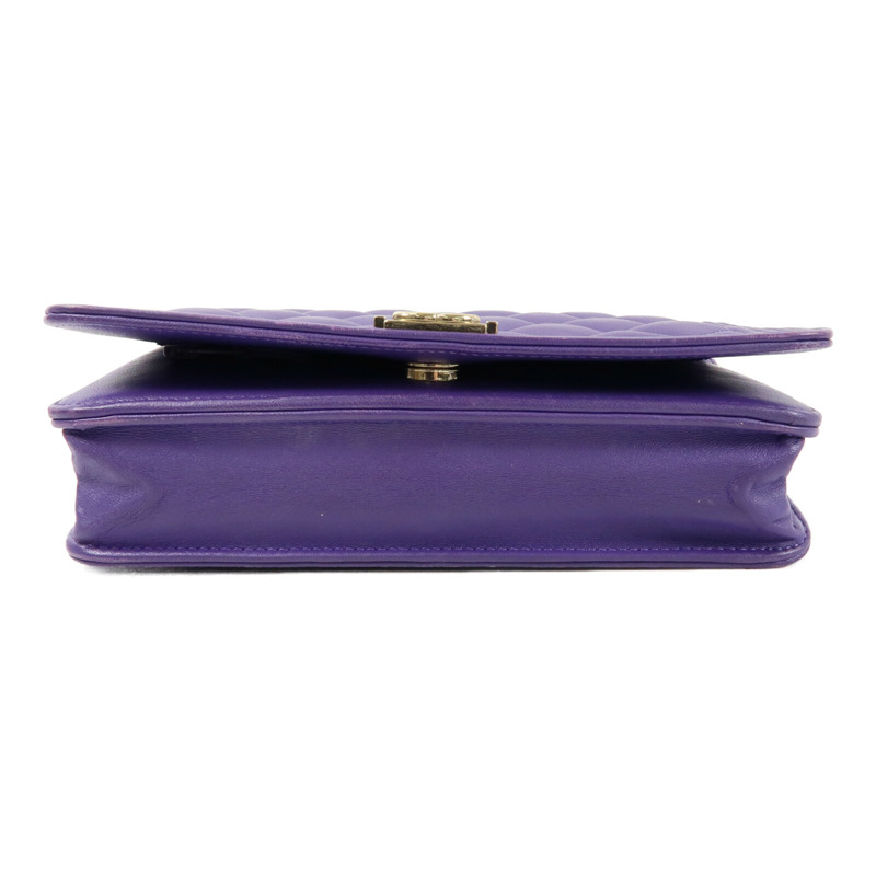 CHANEL 羊皮皮革Boy WOC Wallet On Chain金扣鏈帶肩背袋-3