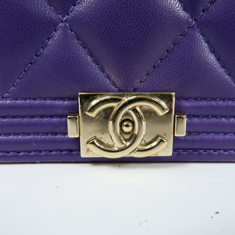 CHANEL 羊皮皮革Boy WOC Wallet On Chain金扣鏈帶肩背袋-4