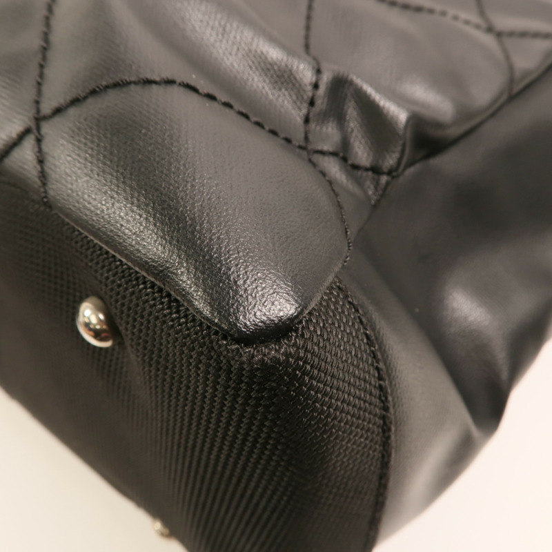 CHANEL 塗層帆布/尼龍Biarritz MM銀扣手挽袋-9