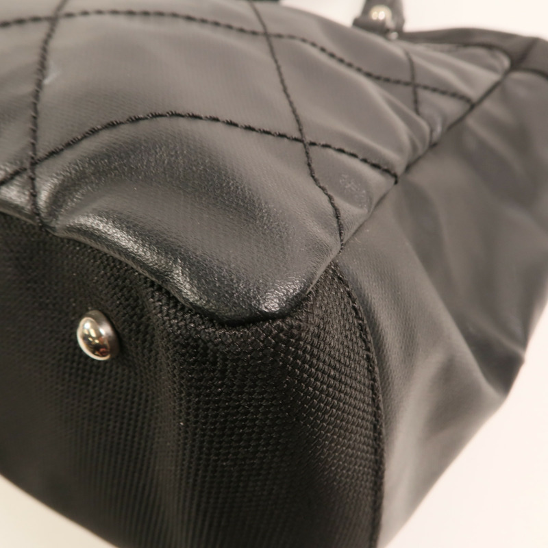 CHANEL 塗層帆布/尼龍Biarritz MM銀扣手挽袋-11