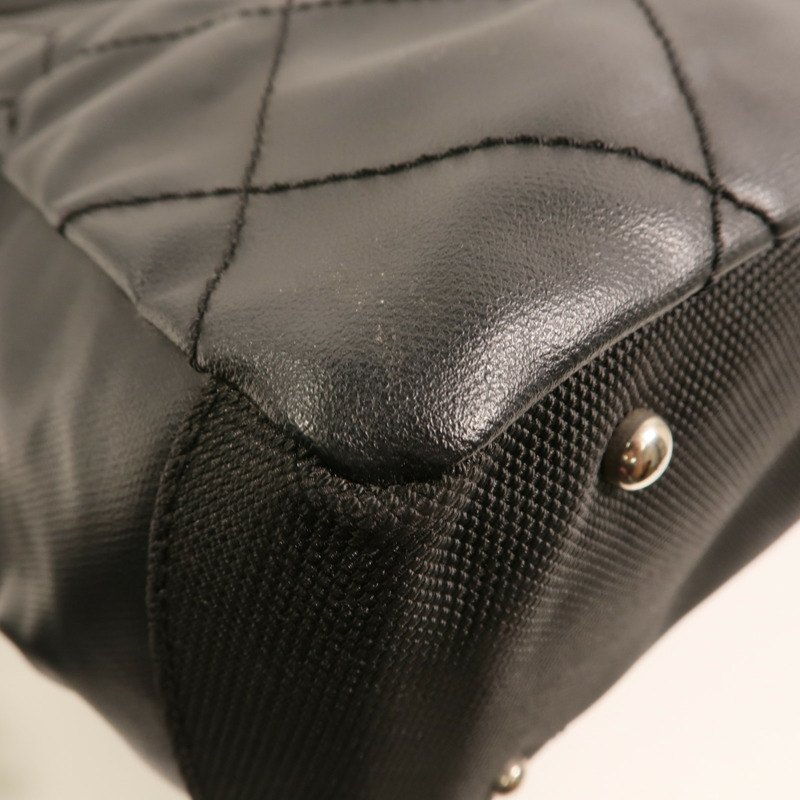 CHANEL 塗層帆布/尼龍Biarritz MM銀扣手挽袋-12