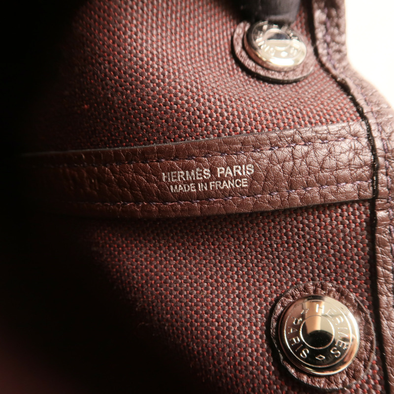 HERMES 【Hermes Fair】帆布Garden Party TPM 銀扣手挽袋Chocolat-5