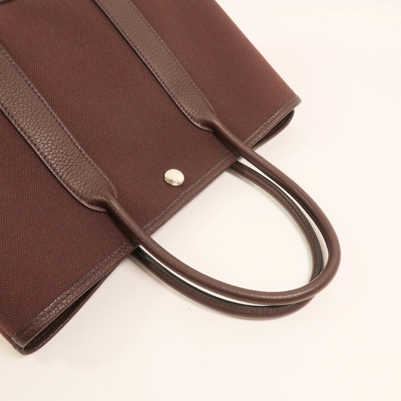 HERMES 【Hermes Fair】帆布Garden Party TPM 銀扣手挽袋Chocolat-7