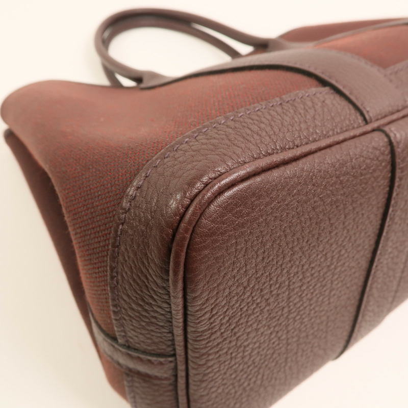 HERMES 【Hermes Fair】帆布Garden Party TPM 銀扣手挽袋Chocolat-11