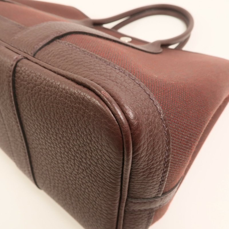 HERMES 【Hermes Fair】帆布Garden Party TPM 銀扣手挽袋Chocolat-12
