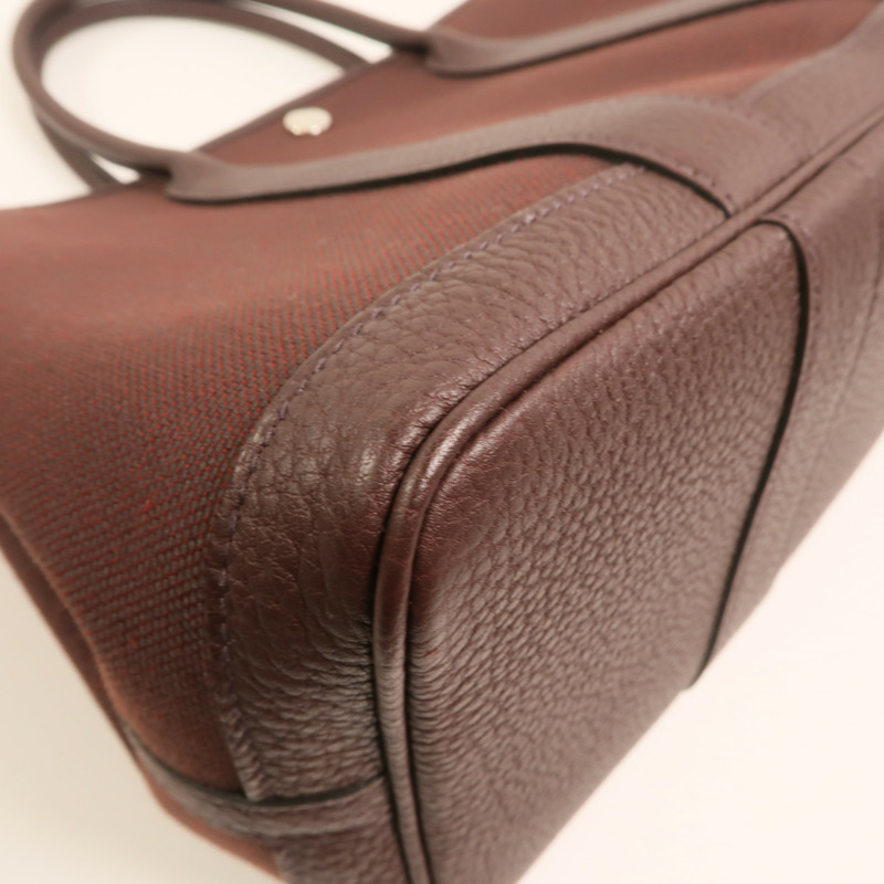 HERMES 【Hermes Fair】帆布Garden Party TPM 銀扣手挽袋Chocolat-13