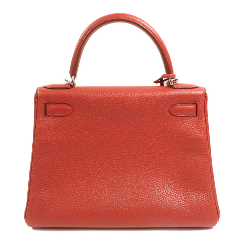 HERMES 【Hermes Fair】Togo皮革Kelly 28銀扣手挽肩背兩用袋Rouge Casaque-1