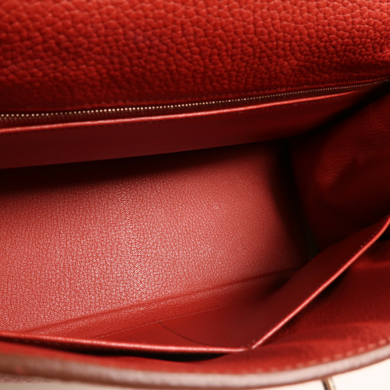 HERMES 【Hermes Fair】Togo皮革Kelly 28銀扣手挽肩背兩用袋Rouge Casaque-4