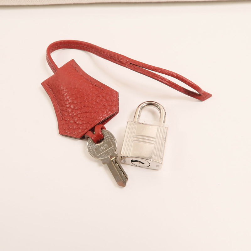 HERMES 【Hermes Fair】Togo皮革Kelly 28銀扣手挽肩背兩用袋Rouge Casaque-11