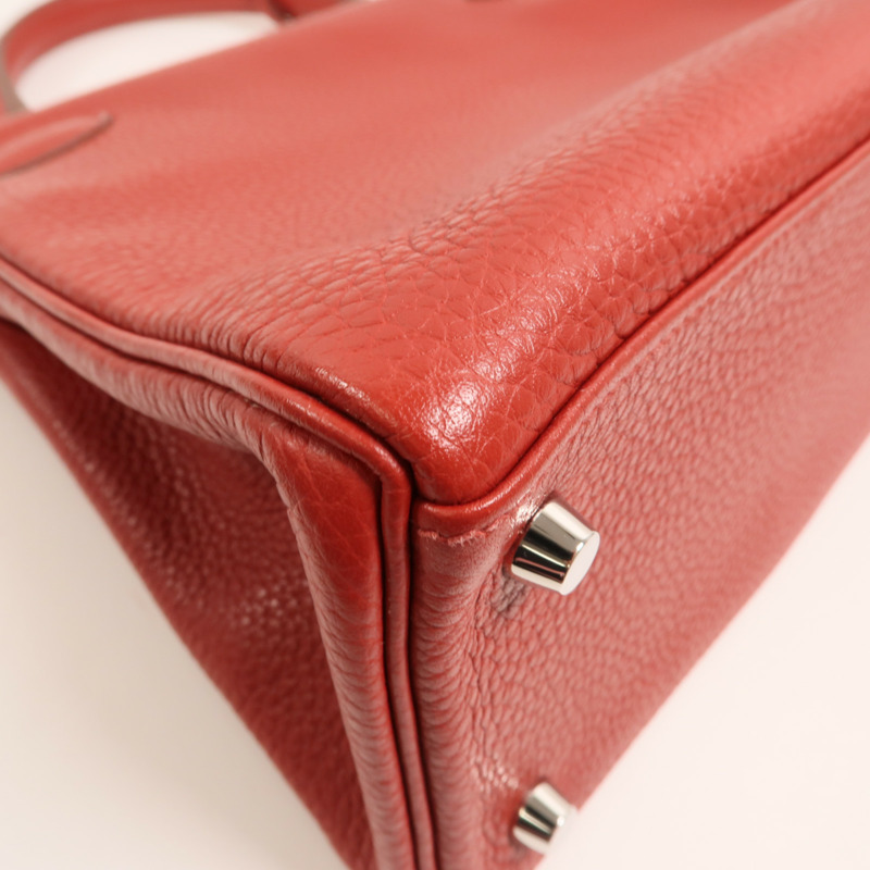 HERMES 【Hermes Fair】Togo皮革Kelly 28銀扣手挽肩背兩用袋Rouge Casaque-15