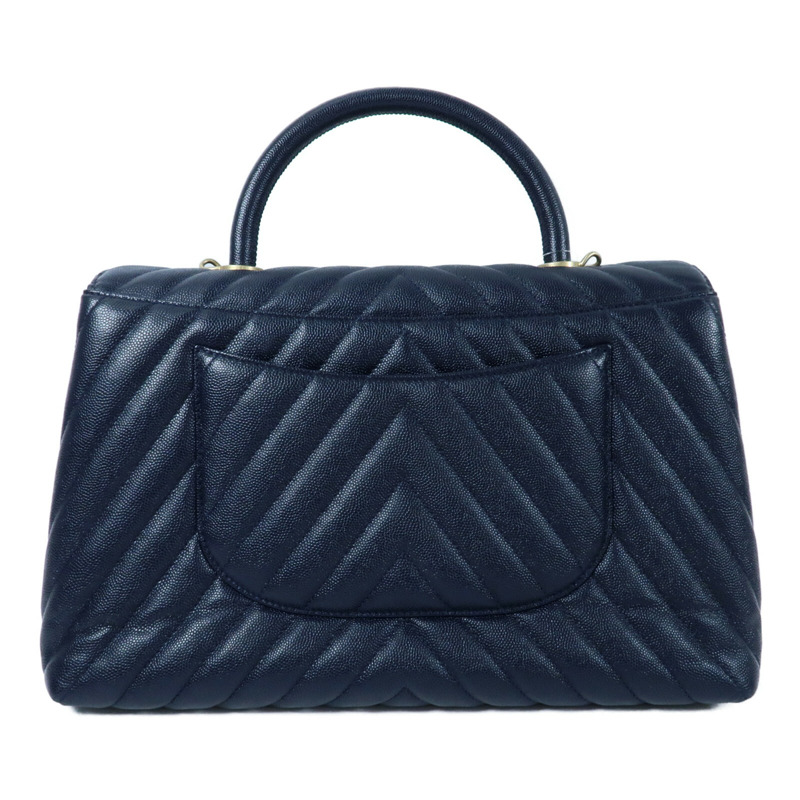 CHANEL 牛皮皮革Coco Handle Small金扣鏈帶手挽肩背兩用袋-1