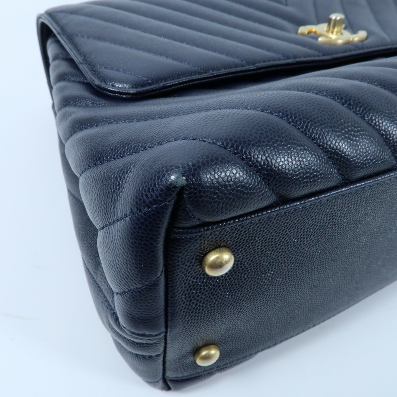 CHANEL 牛皮皮革Coco Handle Small金扣鏈帶手挽肩背兩用袋-4