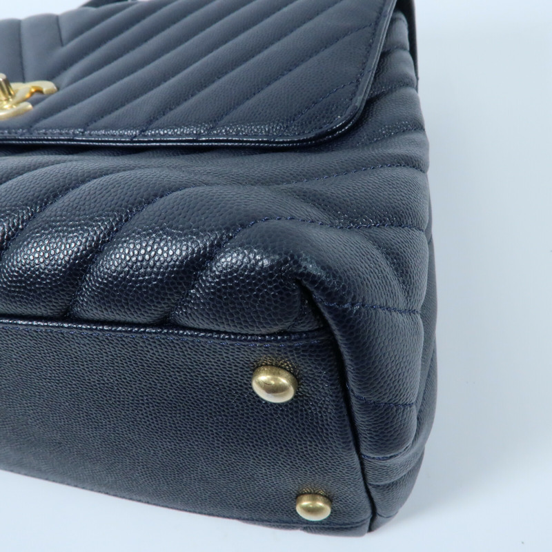 CHANEL 牛皮皮革Coco Handle Small金扣鏈帶手挽肩背兩用袋-5