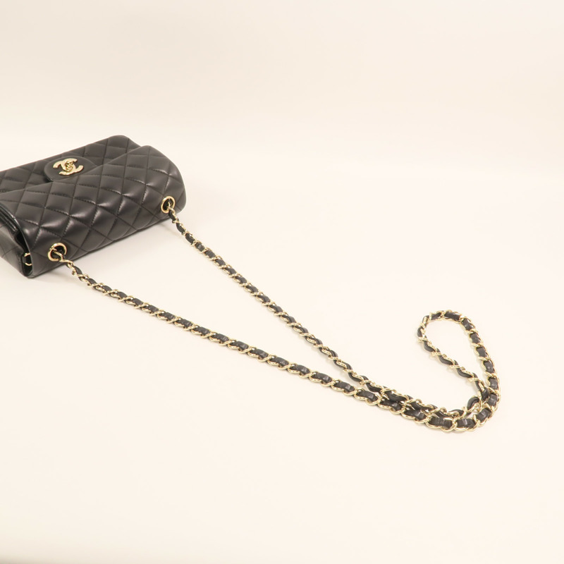 CHANEL 羊皮皮革Classic 20金扣鏈帶肩背袋-7