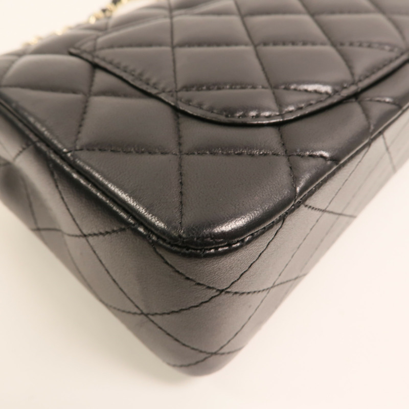 CHANEL 羊皮皮革Classic 20金扣鏈帶肩背袋-14