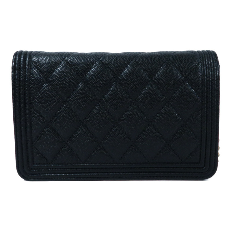 CHANEL 牛皮皮革Boy Wallet On Chain金扣鏈帶肩背袋-1