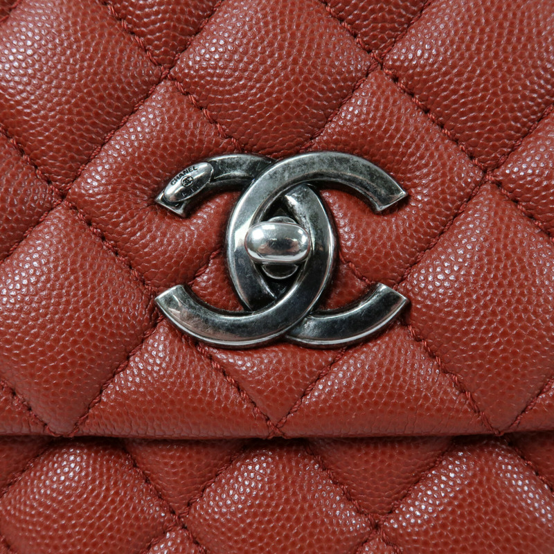 CHANEL 牛皮皮革COCO Handle Meclium鏈帶手挽肩背兩用袋-8