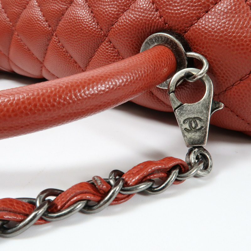 CHANEL 牛皮皮革COCO Handle Meclium鏈帶手挽肩背兩用袋-10