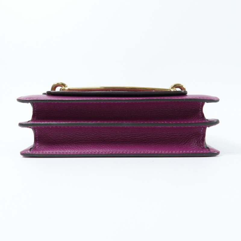 HERMES 【Hermes Fair】Evercolor皮革Mini Roulis金扣肩背袋Anemone-3