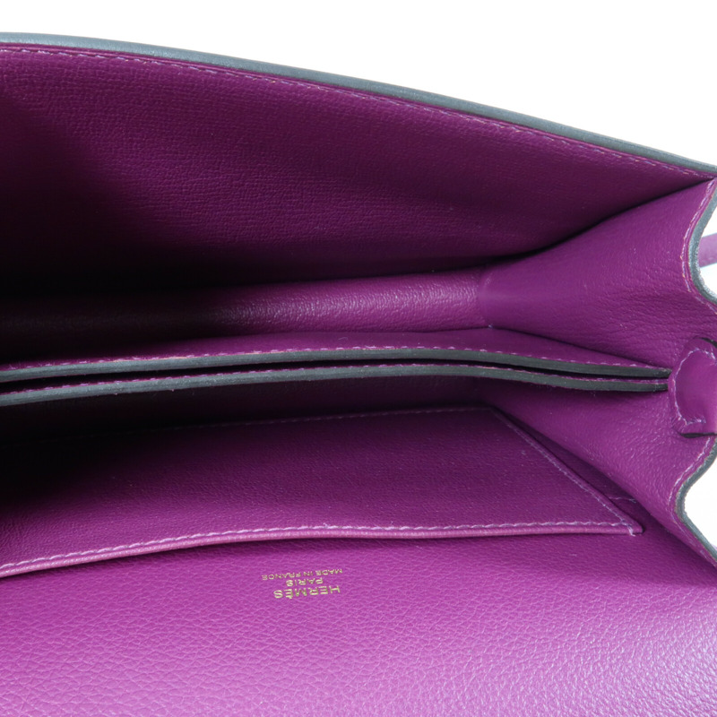 HERMES 【Hermes Fair】Evercolor皮革Mini Roulis金扣肩背袋Anemone-13