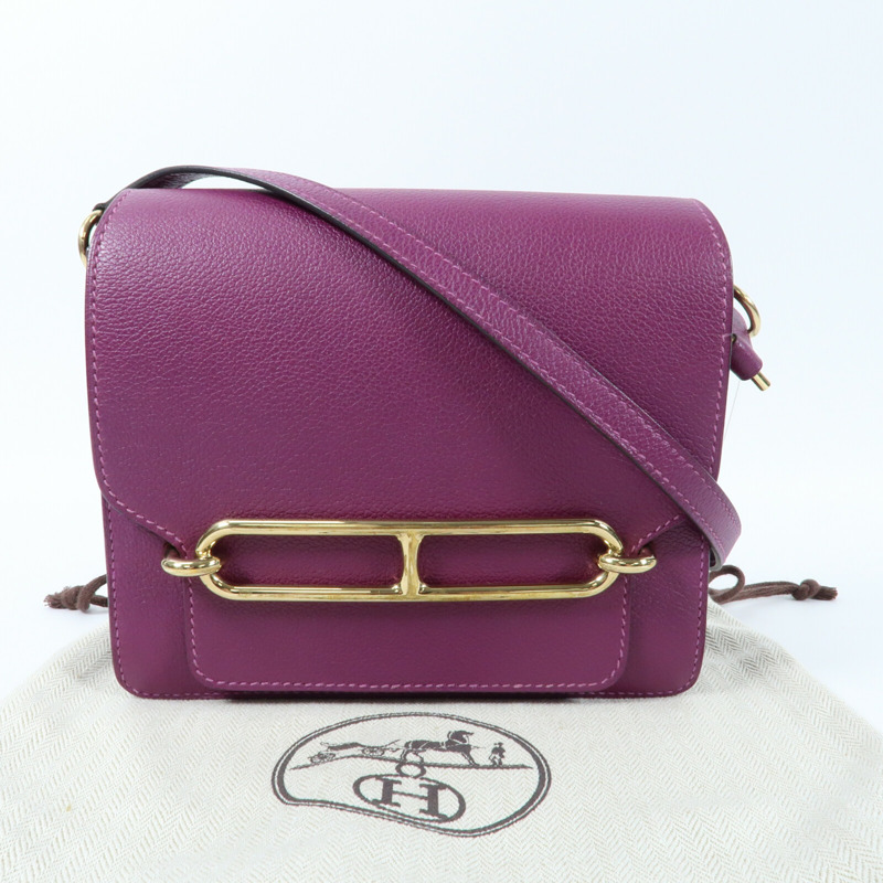 HERMES 【Hermes Fair】Evercolor皮革Mini Roulis金扣肩背袋Anemone-14