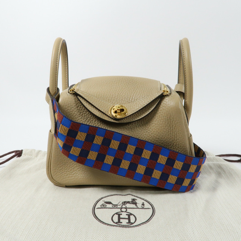 HERMES 【Hermes Fair】Clemence皮革Mini Lindy金扣手挽肩背兩用袋Trench-15