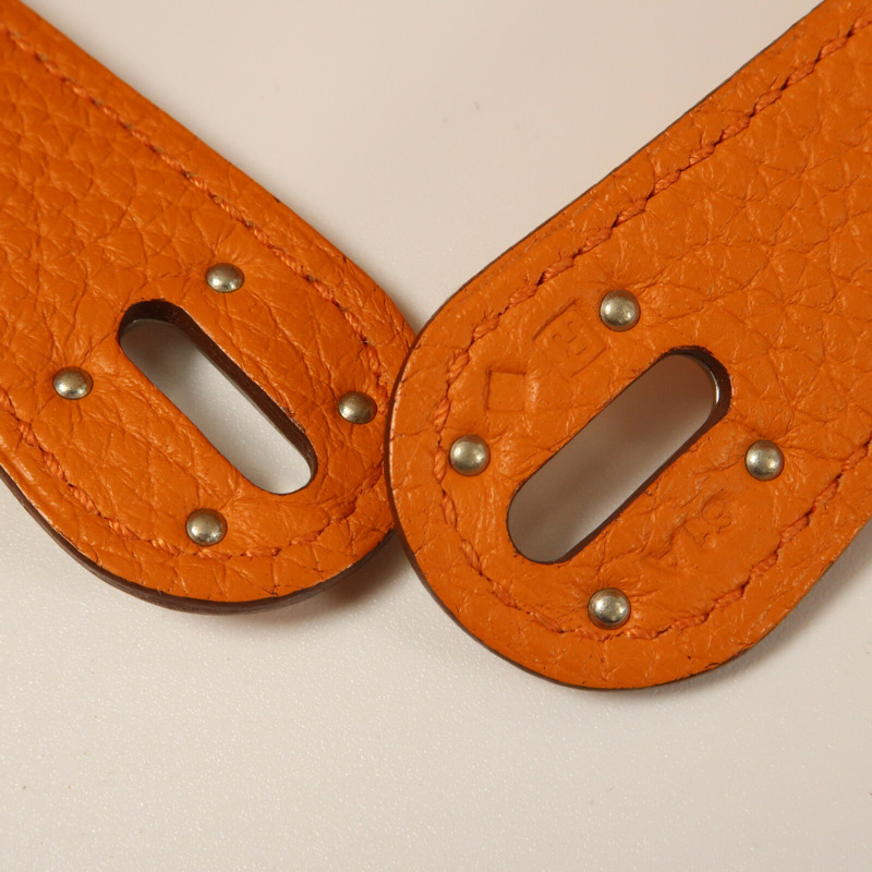 HERMES 【Hermes Fair】Clemence皮革Lindy 34銀扣手挽肩背兩用袋Orange-10