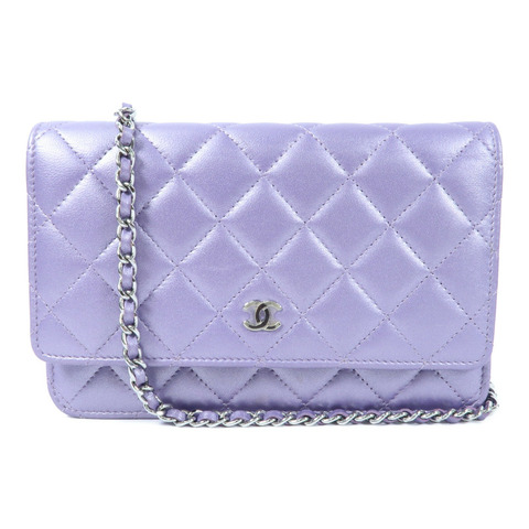 CHANEL 羊皮皮革WOC Wallet On Chain銀扣鏈帶肩背袋