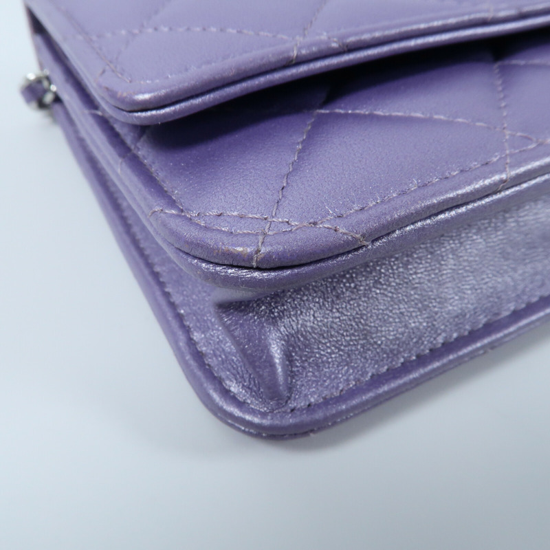 CHANEL 羊皮皮革WOC Wallet On Chain銀扣鏈帶肩背袋-5