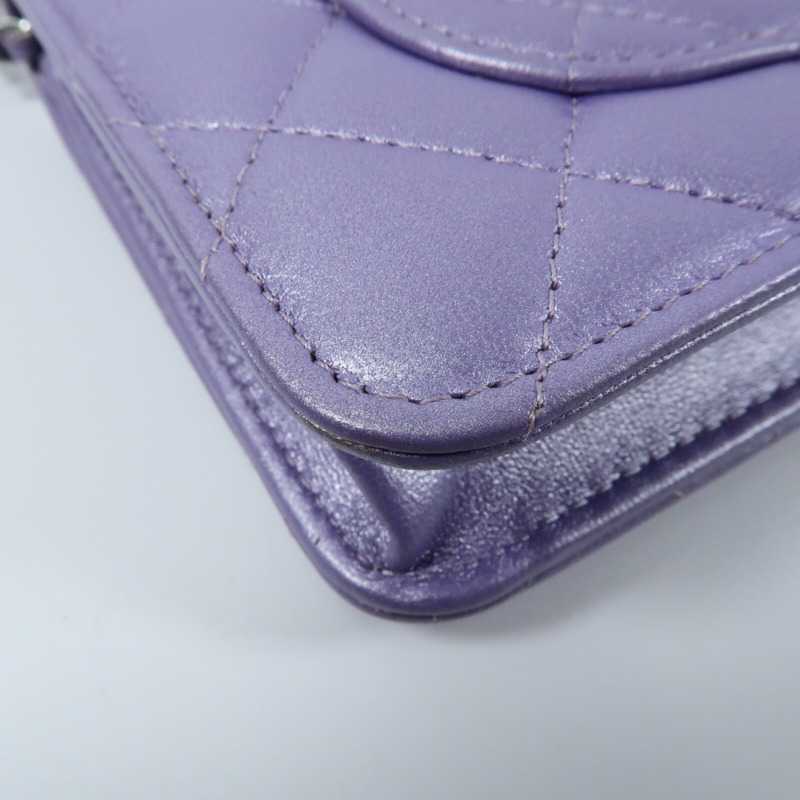 CHANEL 羊皮皮革WOC Wallet On Chain銀扣鏈帶肩背袋-7